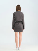 Grey Drawstring Waist Dress