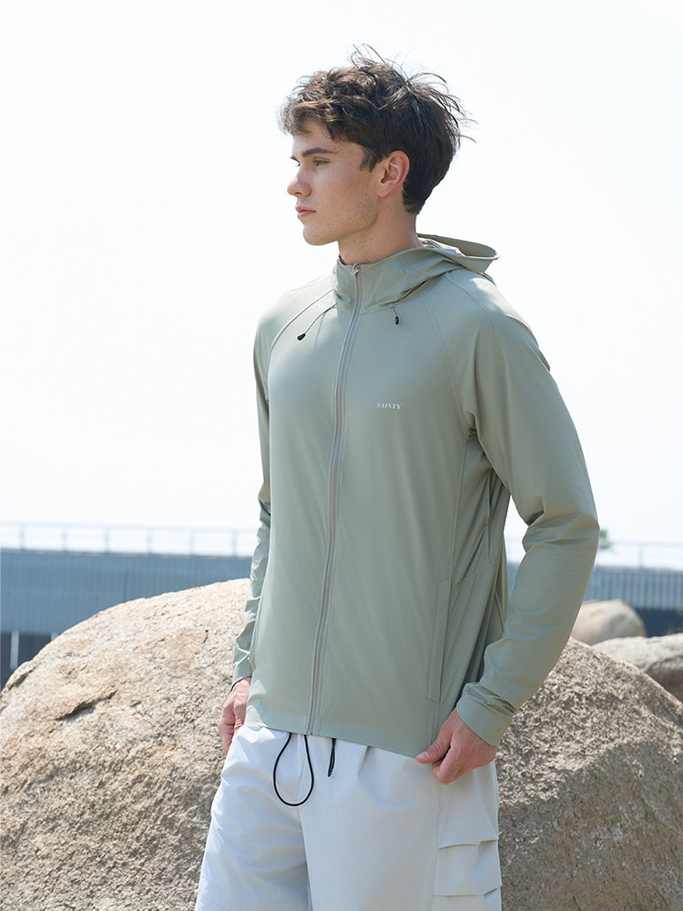 Green Techwear Utility Jacket with Nylon-Spandex Blend