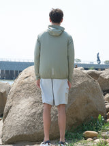 Green Techwear Utility Jacket with Nylon-Spandex Blend