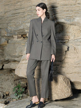 Dark Gray Stand Collar Coat