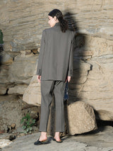 Dark Gray Stand Collar Coat