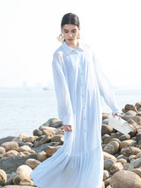 Light Blue Dress with White Resin Button