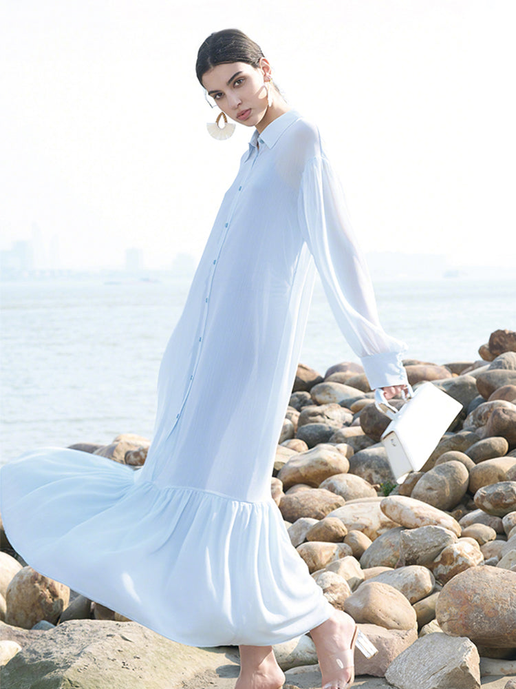 Light Blue Dress with White Resin Button