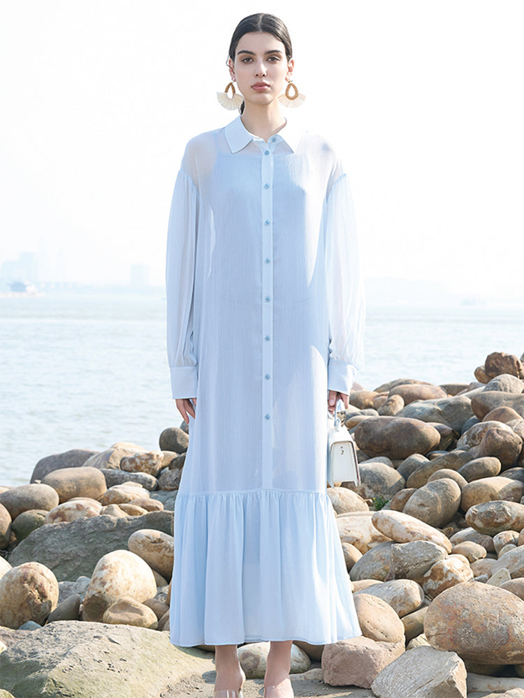 Light Blue Dress with White Resin Button