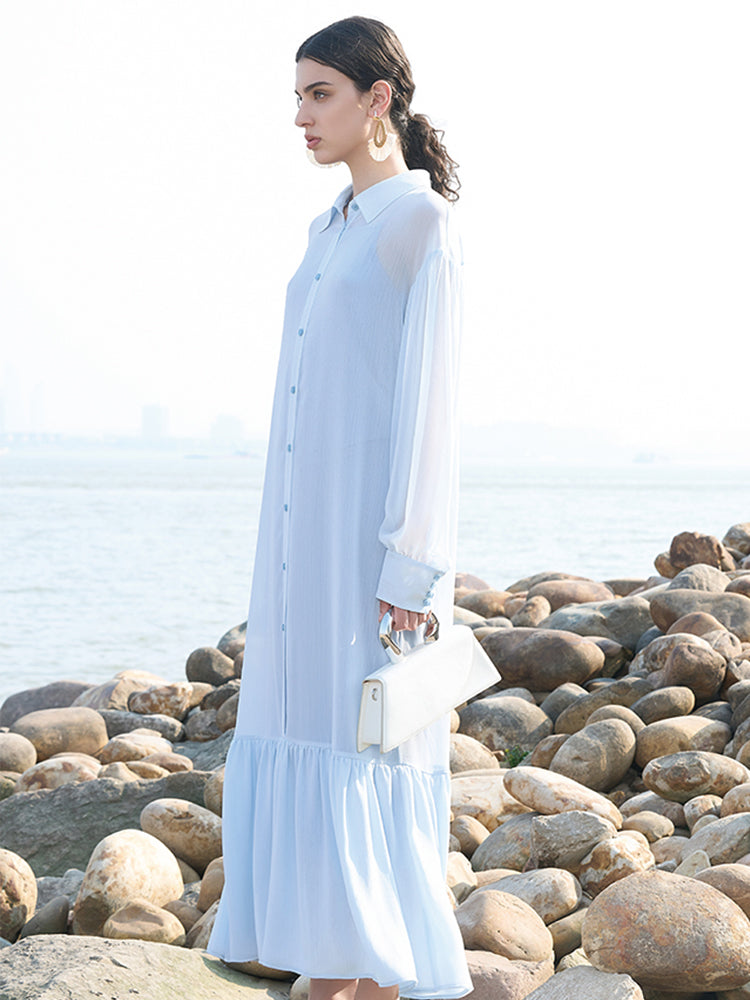 Light Blue Dress with White Resin Button