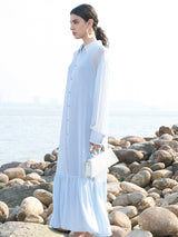 Light Blue Dress with White Resin Button