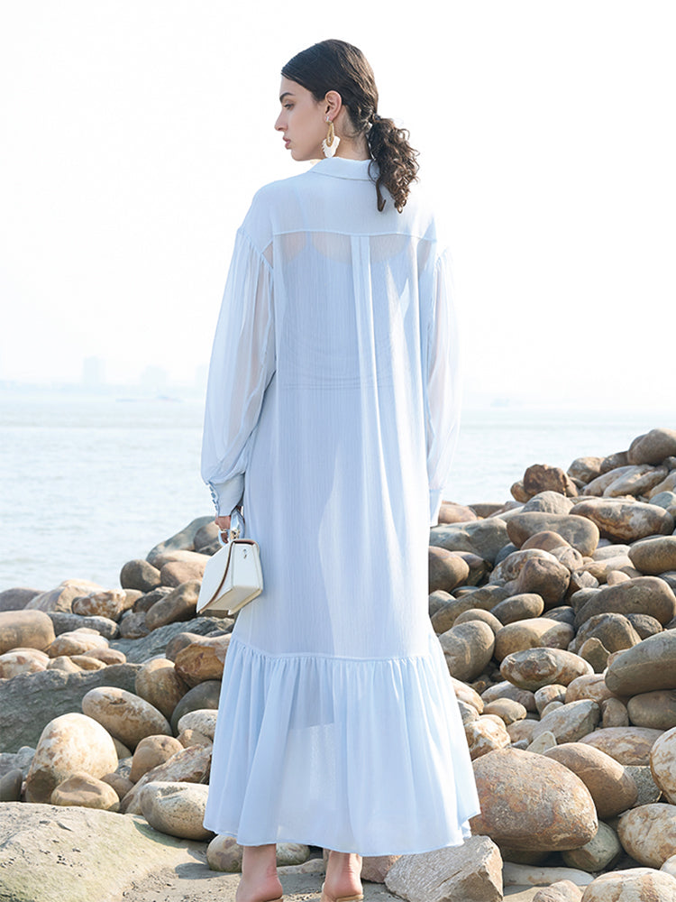 Light Blue Dress with White Resin Button