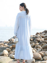 Light Blue Dress with White Resin Button