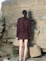 Burgundy Wool-Blend Structured Coat