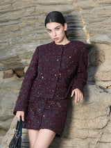 Burgundy A-Line Skirt with Gray Hardware