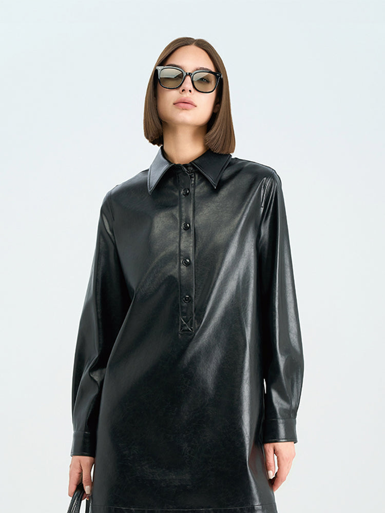 Classic Black PU Tailored Skirt