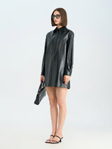 Classic Black PU Tailored Skirt