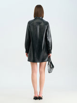 Classic Black PU Tailored Dress