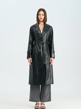 Classic Black PU Trench Coat