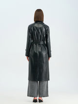 Classic Black PU Trench Coat