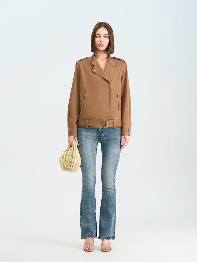 Brown Stand Collar Jacket