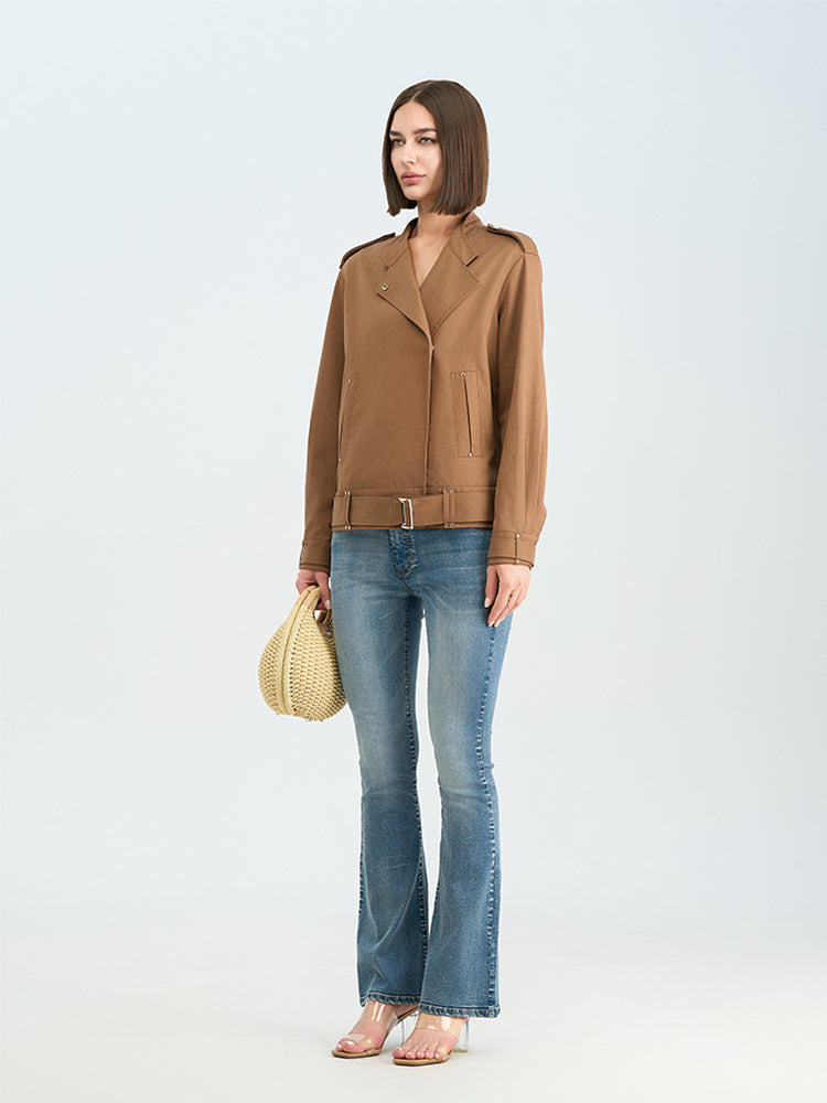 Brown Stand Collar Jacket