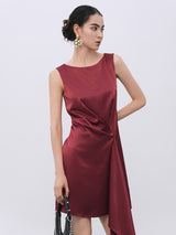 Burgundy Structured Dress with Decorative Hardware