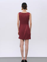 Burgundy Structured Dress with Decorative Hardware