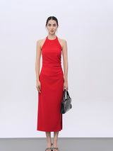 Elegant Red Stretch Evening Gown