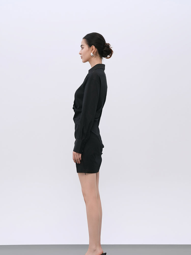 Black Performance Stretch Dress with Lace-Edge Detail