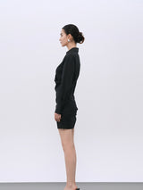 Black Performance Stretch Dress with Lace-Edge Detail