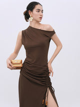 Brown Modal-Blend Comfort Stretch Dress