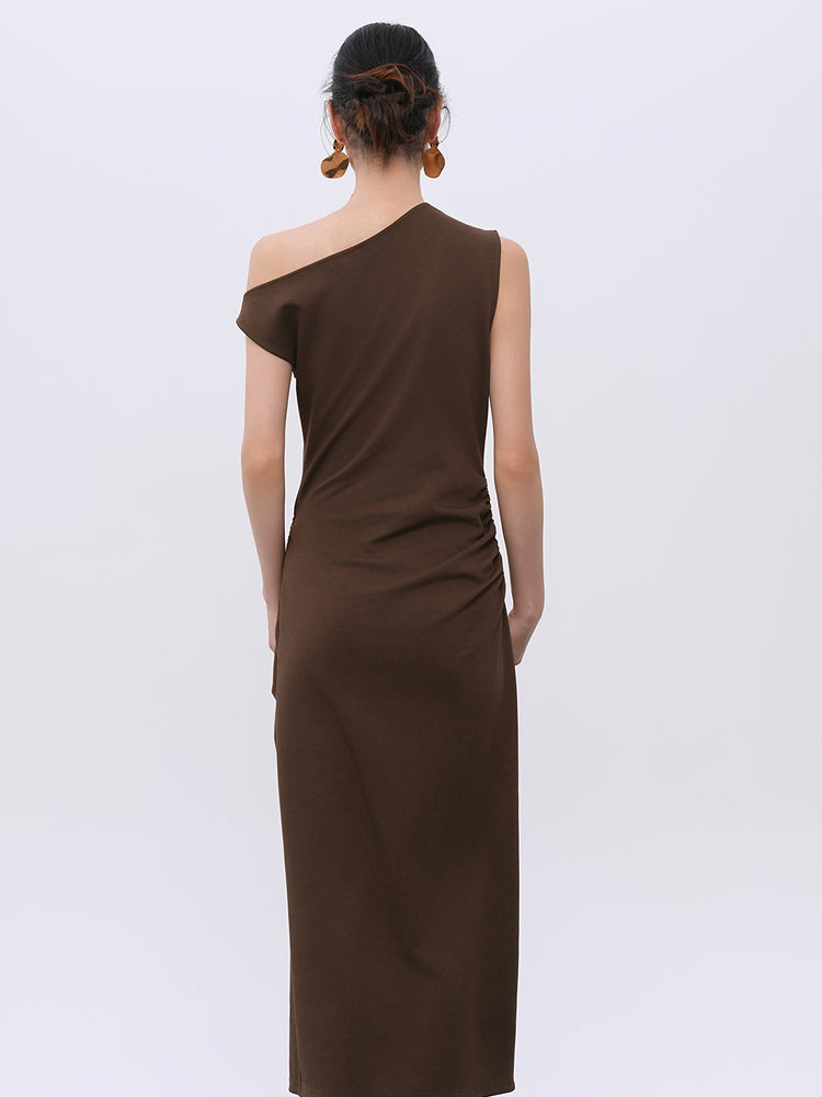 Brown Modal-Blend Comfort Stretch Dress