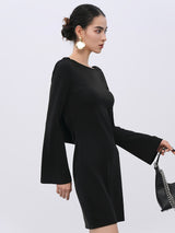 Black Adjustable Rayon-Blend Dress