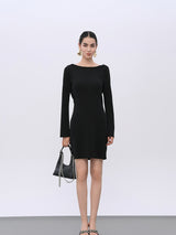 Black Adjustable Rayon-Blend Dress