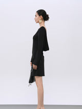 Black Adjustable Rayon-Blend Dress