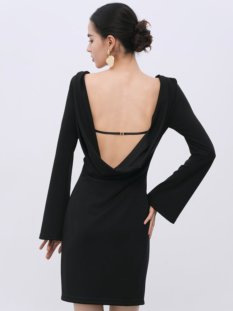 Black Adjustable Rayon-Blend Dress