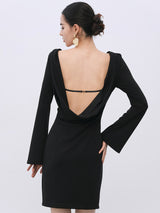 Black Adjustable Rayon-Blend Dress