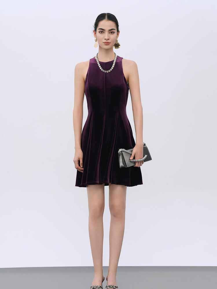 Royal Purple Stretch Short Cocktail Dress