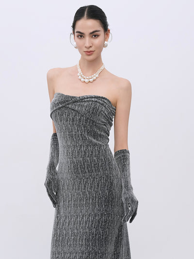 Sequin-Embellished Stretch Evening Dress