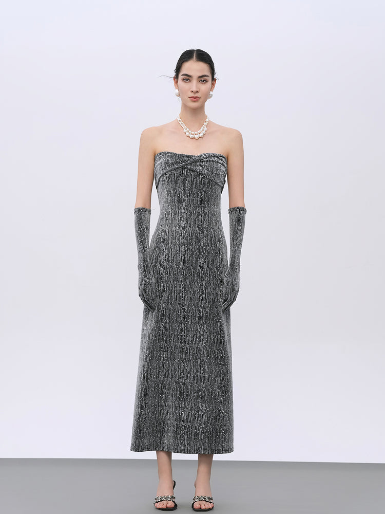 Sequin-Embellished Stretch Evening Dress