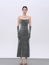 Sequin-Embellished Stretch Evening Dress