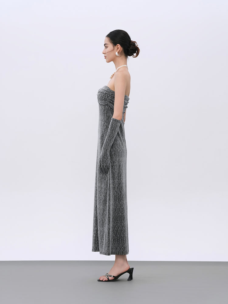 Sequin-Embellished Stretch Evening Dress