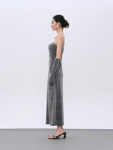 Sequin-Embellished Stretch Evening Dress