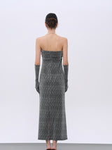 Sequin-Embellished Stretch Evening Dress