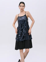 Sequin-Embellished Cocktail Dress in Midnight Hues