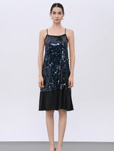 Sequin-Embellished Cocktail Dress in Midnight Hues
