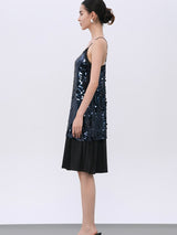 Sequin-Embellished Cocktail Dress in Midnight Hues