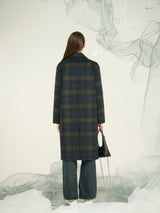 Women's Wool-Blend Large Lattice Trench Coat / Bold Grid-Pattern OEM & ODM Outerwear