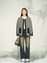 Women's Black Wool-Blend Down Jacket / Custom OEM & ODM Hybrid Insulated Outerwear