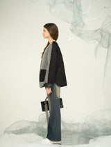 Women's Black Wool-Blend Down Jacket / Custom OEM & ODM Hybrid Insulated Outerwear