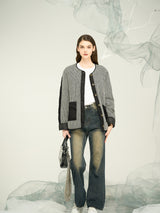 Women's Black Wool-Blend Down Jacket / Custom OEM & ODM Hybrid Insulated Outerwear