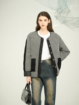 Women's Black Wool-Blend Down Jacket / Custom OEM & ODM Hybrid Insulated Outerwear