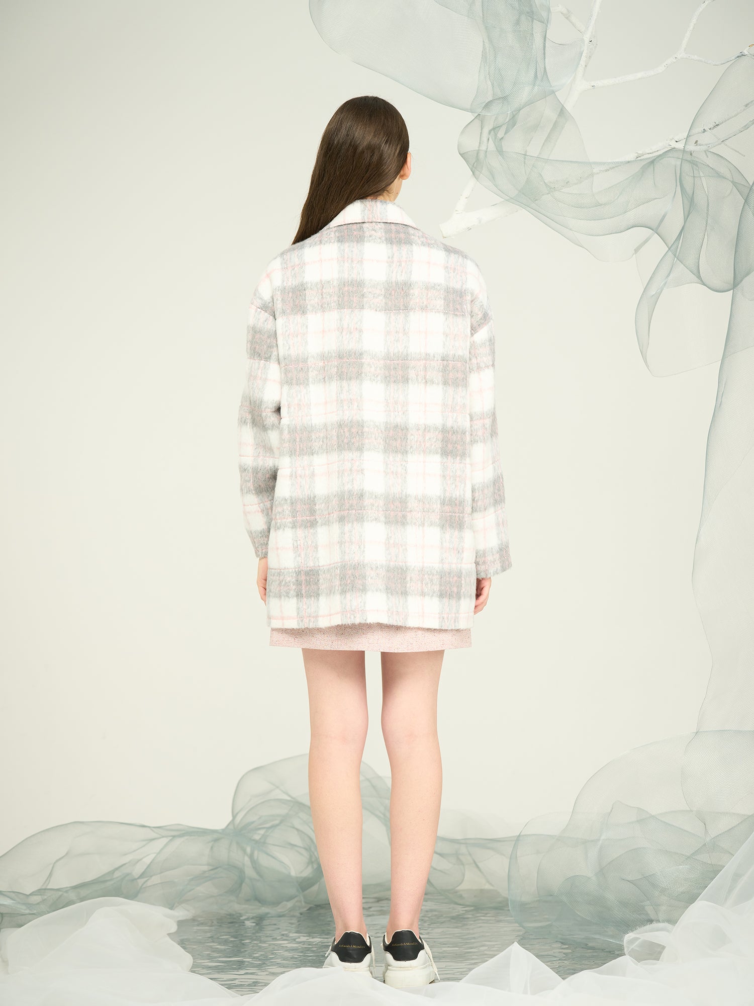 Women’s Pink Plaid Tailored Suit Jacket – OEM & ODM Custom Fashion Outerwear