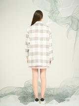 Women’s Pink Plaid Tailored Suit Jacket – OEM & ODM Custom Fashion Outerwear